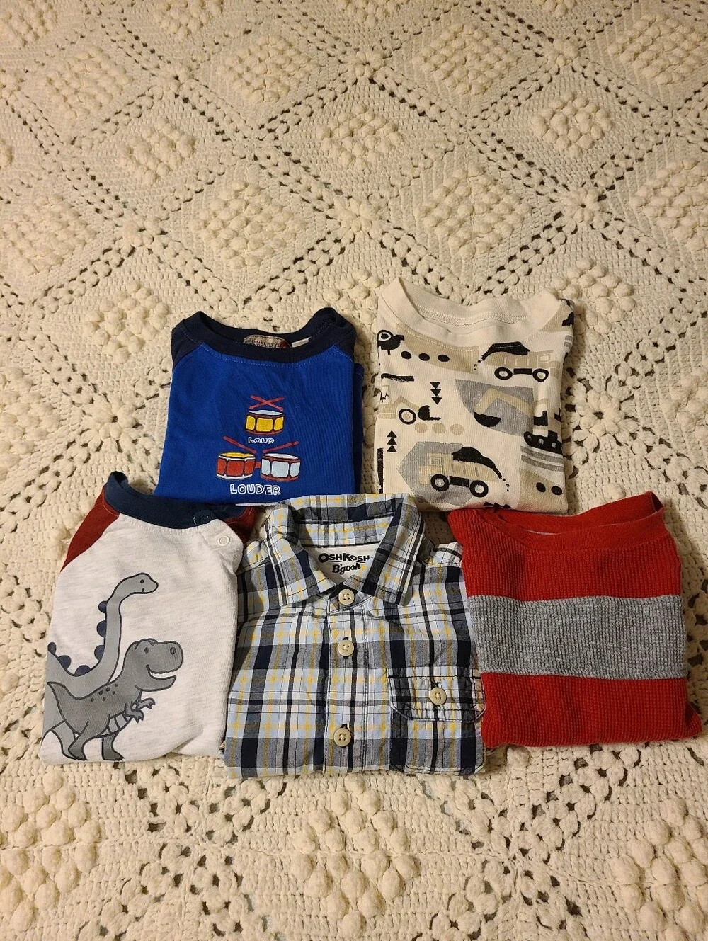 OshKosh B'gosh Toddler Top Set - Blue, Red, Cream, Gray